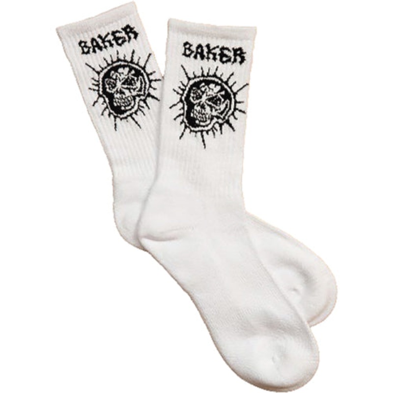 Baker Fury Crew Socks – White|OS