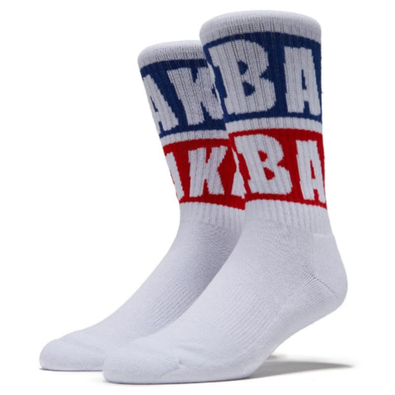 Baker Blue Block Crew Socks – White
