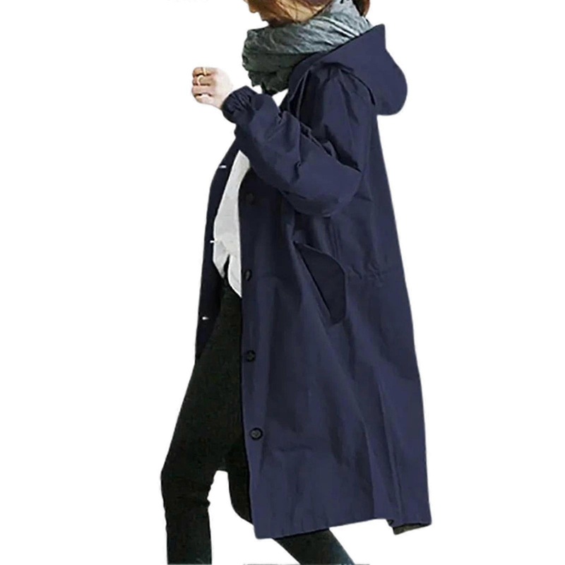 Women Windbreaker Jacket Casual Loose Button Pockets Hooded Windproof Waterproof For Outdoor Hiking | Fruugo SG